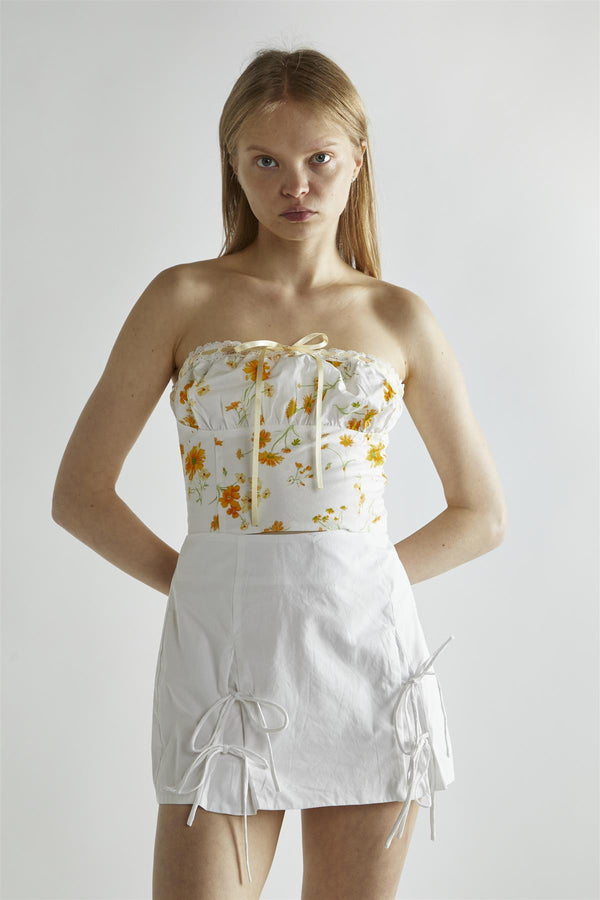 Glamorous Marigold Floral Corselette Crop-Top
