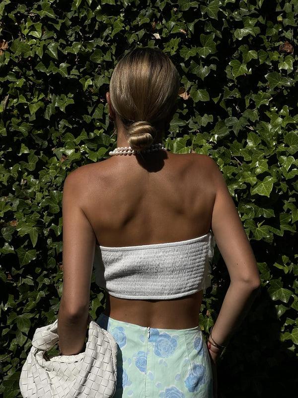 Glamorous Mia 3D Rose Bandeau-Top -White