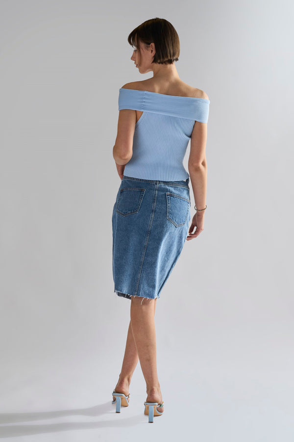 Glamorous Mid Stone Split High Waisted Midi Skirt