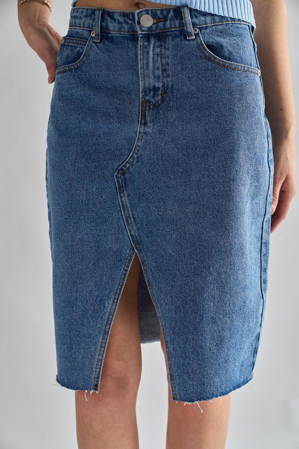 Glamorous Mid Stone Split High Waisted Midi Skirt