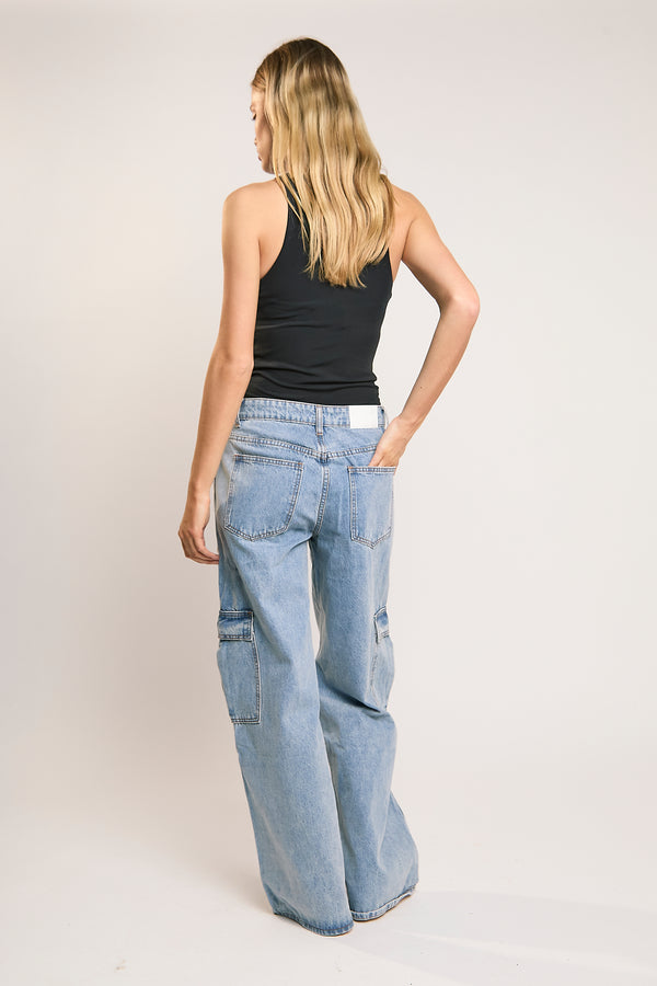 Glamorous Mid Stonewash Cargo-Jeans