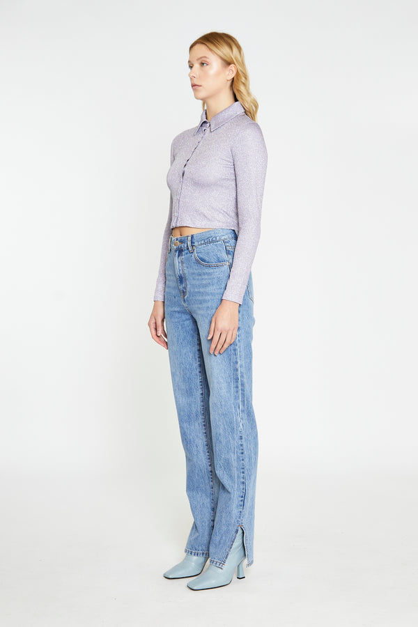 Glamorous Mid Stonewash Side-Split Jeans