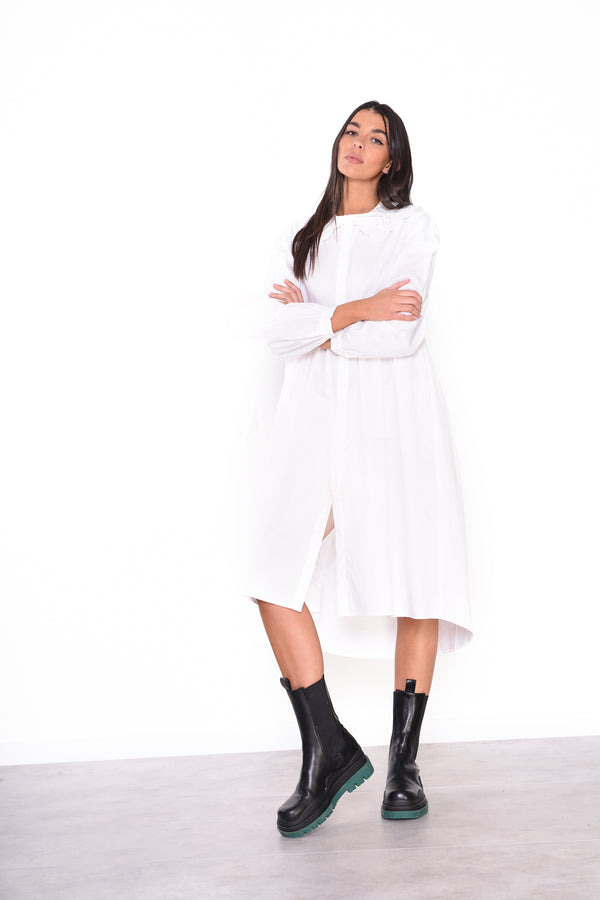 Glamorous Glamorous Midi White Long Sleeve Shirt Dress