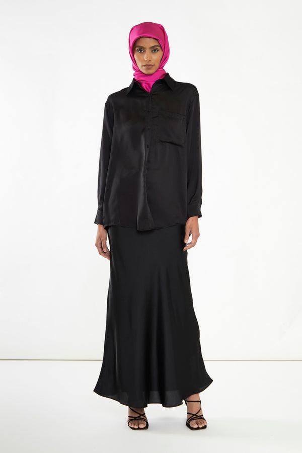 Glamorous Glamorous Modesty Black Button Front Shirt