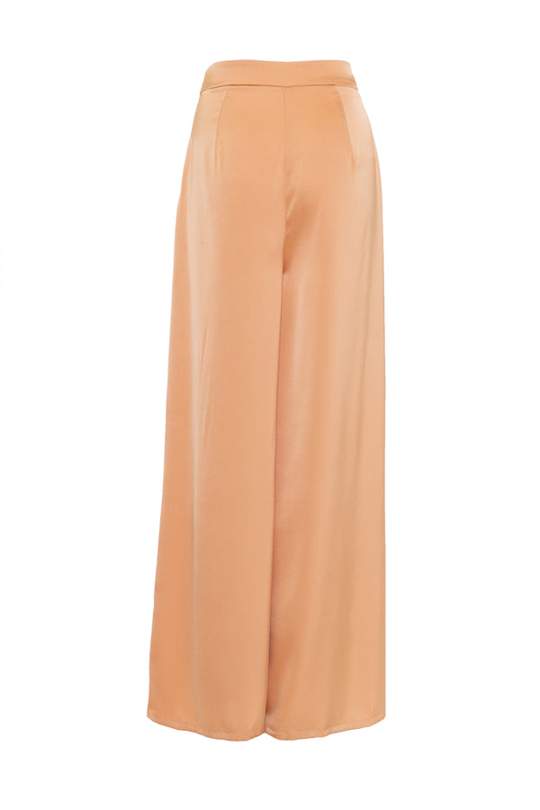 Glamorous Glamorous Modesty Womens Apricot Wide Leg Satin Trousers