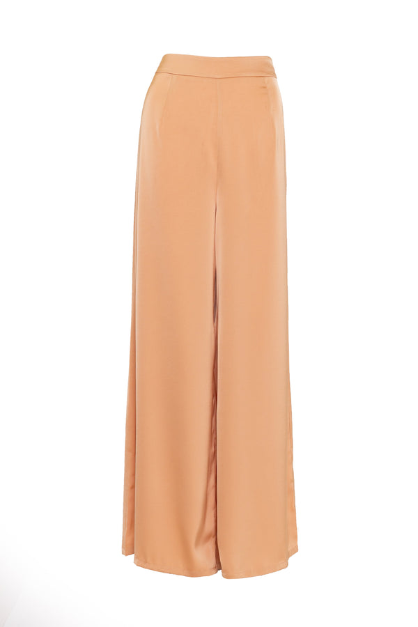 glamorous Glamorous Modesty Womens Apricot Wide Leg Satin Trousers