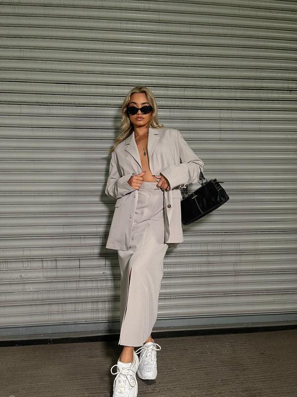 Glamorous Mole-Grey Classic Oversized-Blazer