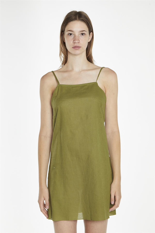 Glamorous Moss-Green Strappy Cami Mini-Dress