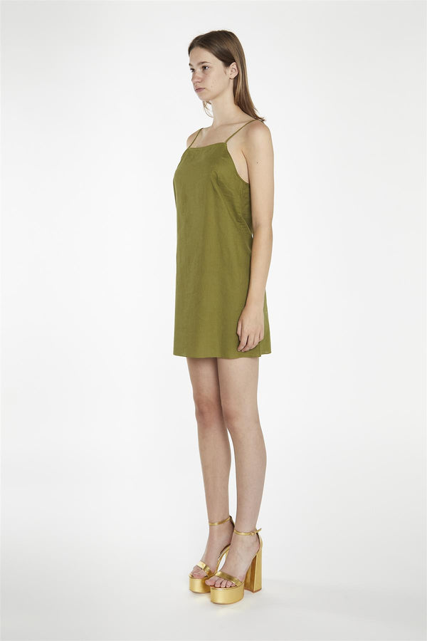 Glamorous Moss-Green Strappy Cami Mini-Dress