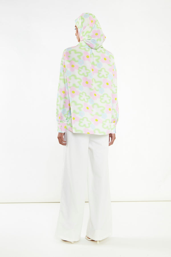 Glamorous Multi-Blurred-Floral Long Sleeve Shirt