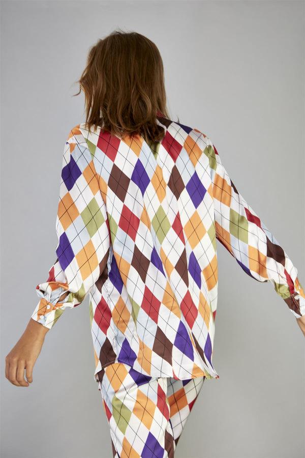 Glamorous Multi Diamond Button-Up Shirt