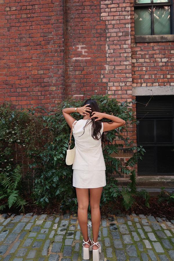 Glamorous Natural-Ecru Button-Up Sleeveless-Top