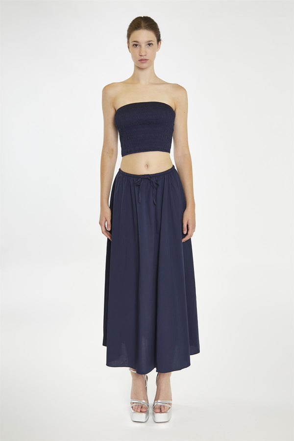 glamorous Navy Floaty Midaxi-Skirt