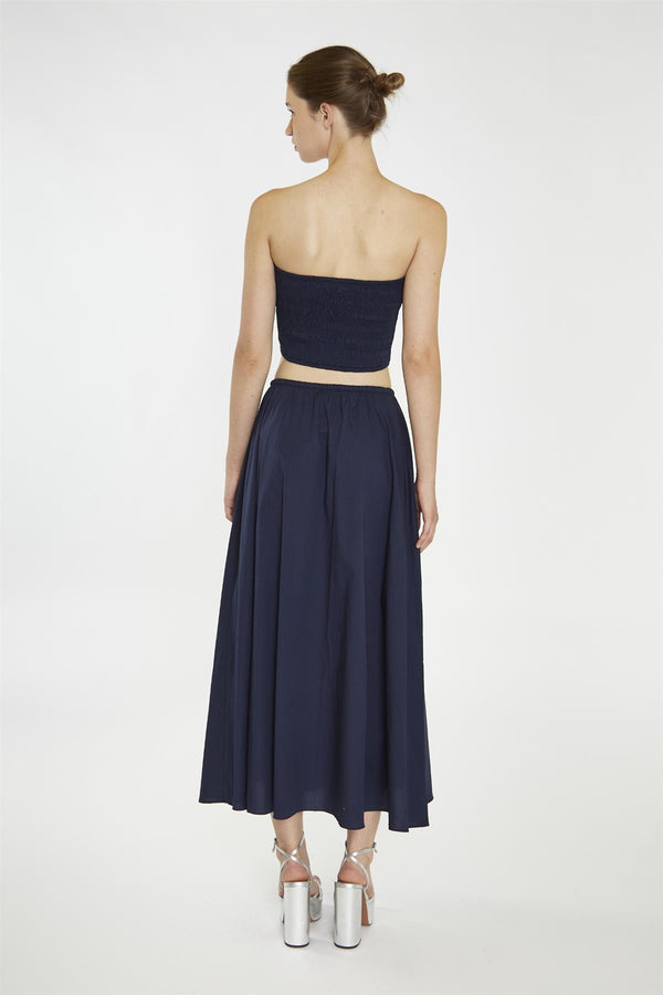 Glamorous Navy Smocked Bandeau Crop-Top