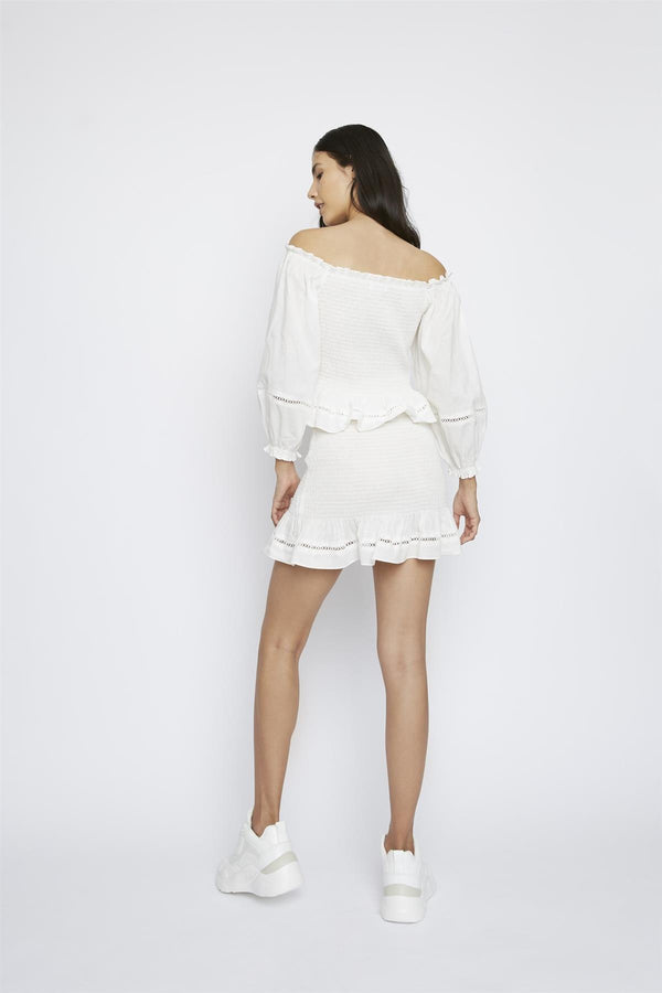 Glamorous Off-White Bardot Shirred-Top