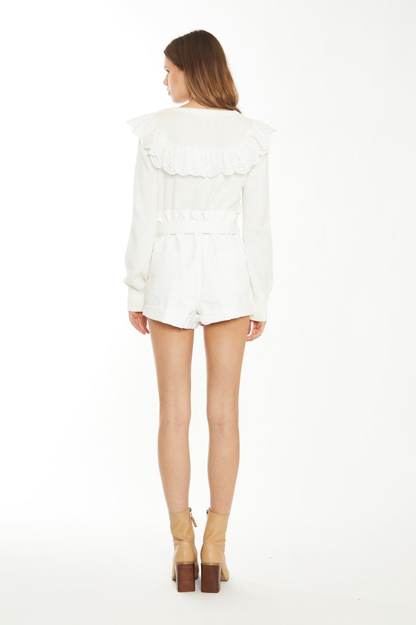 Glamorous Off White Broderie Ruffle Jumper