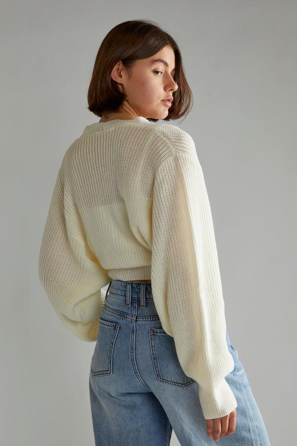 Glamorous Off White Button Front Cropped Cardigan