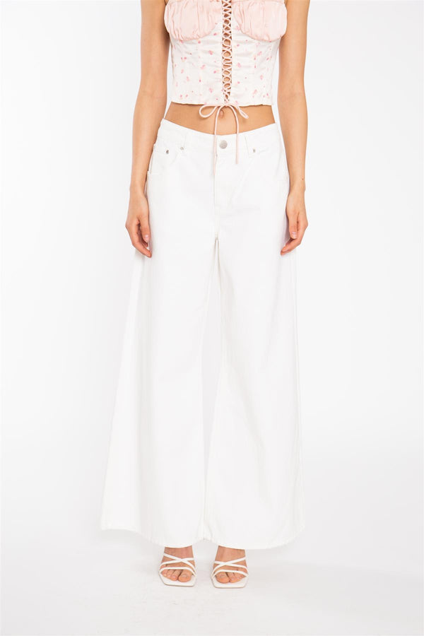 Glamorous Off-White Extra Wide-Leg Jeans
