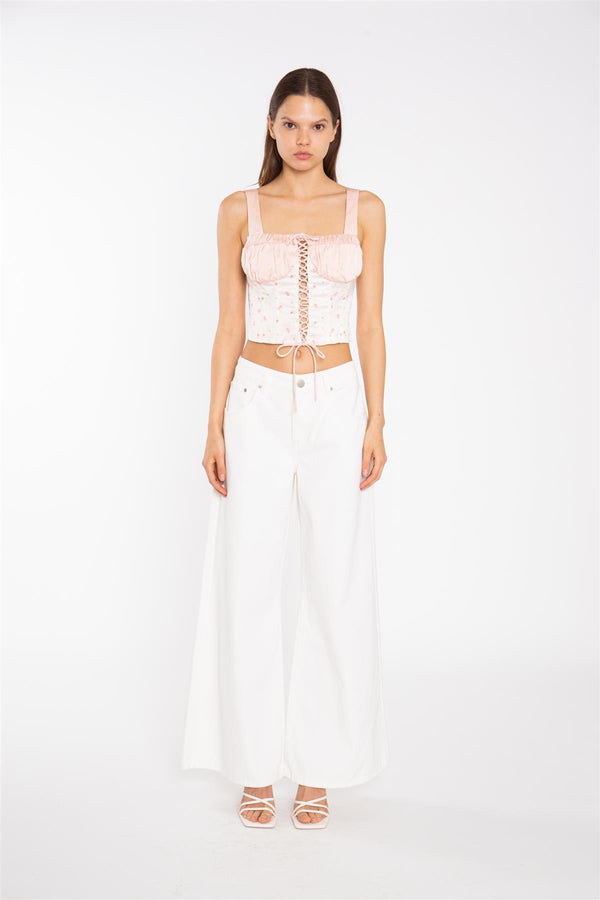 glamorous Off-White Extra Wide-Leg Jeans