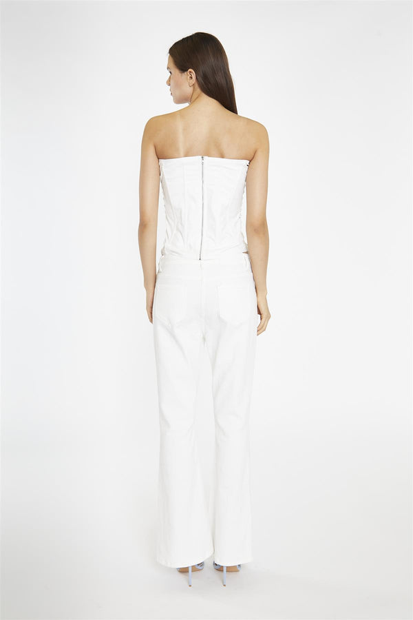 Glamorous Off-White Lace-Up Corset-Top