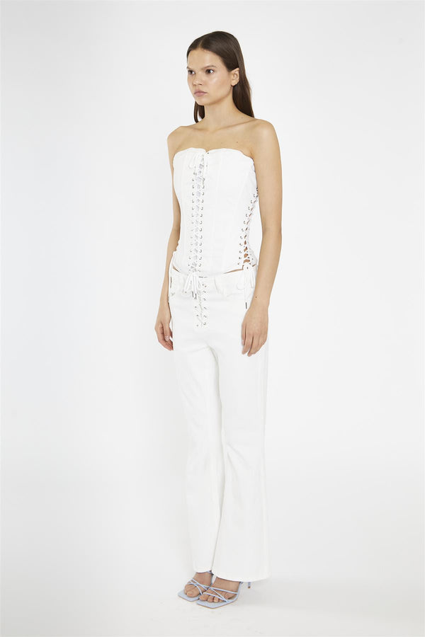 Glamorous Off-White Lace-Up Corset-Top