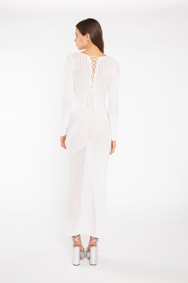 Glamorous Off White Mix Knit Maxi-Dress
