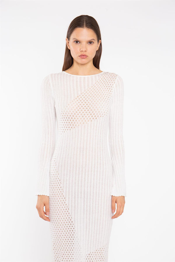 Glamorous Off White Mix Knit Maxi-Dress