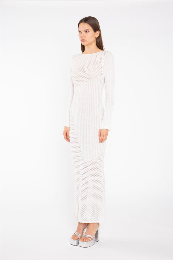 Glamorous Off White Mix Knit Maxi-Dress