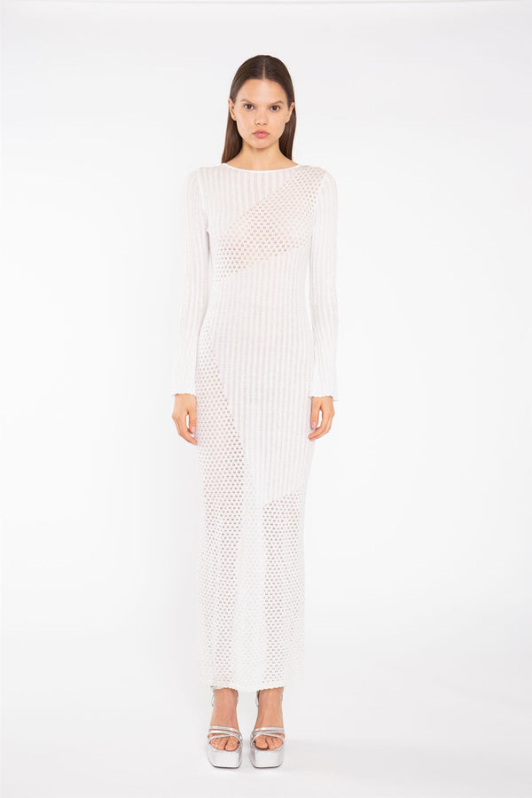 glamorous Off White Mix Knit Maxi-Dress