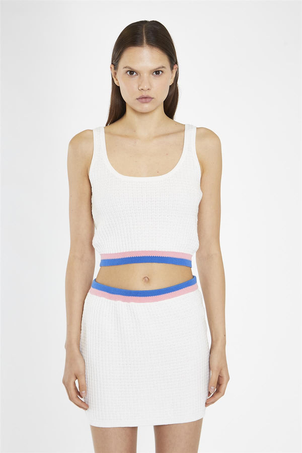 Glamorous Off-White Multi Knitted Tank-Top
