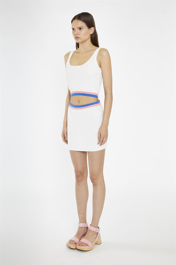 Glamorous Off-White Multi Knitted Tank-Top