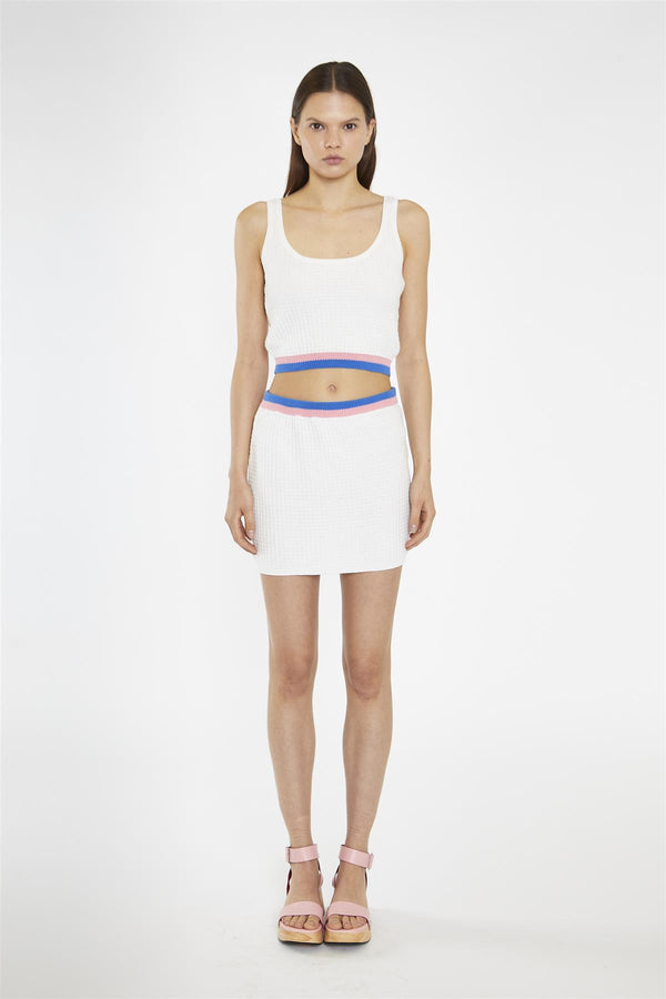 glamorous Off-White Multi Knitted Tank-Top