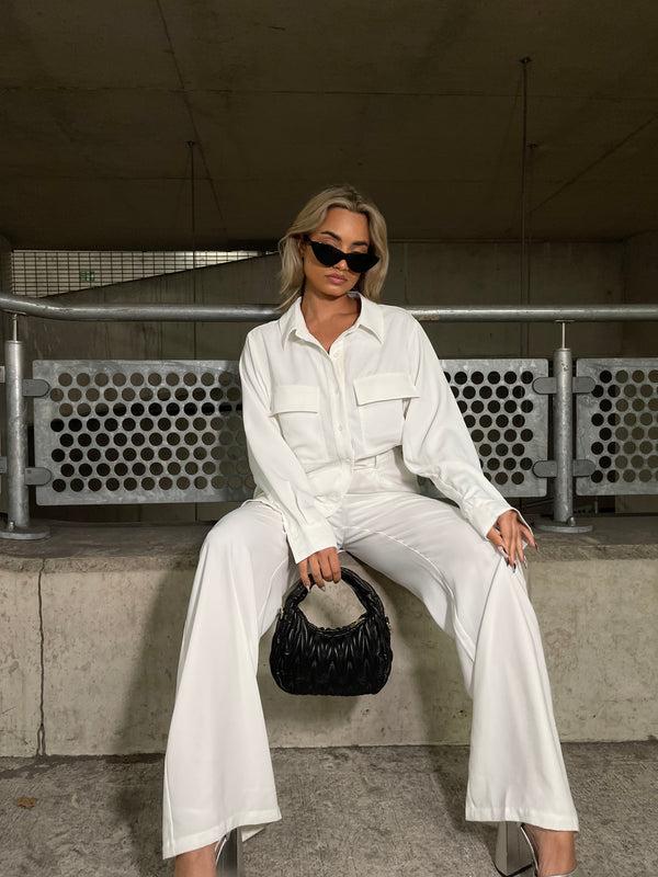 Glamorous Off White Oversized Utility Shirt