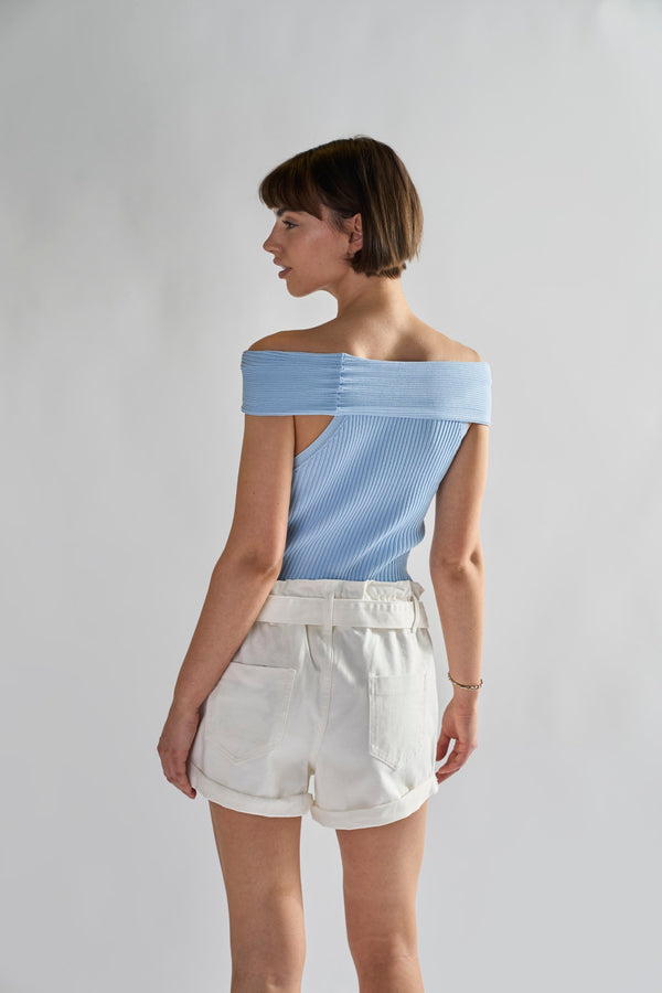 Glamorous Off White Paper-Bag Belted Shorts