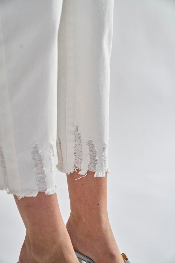 Glamorous Off-White Ripped Cropped-Jeans