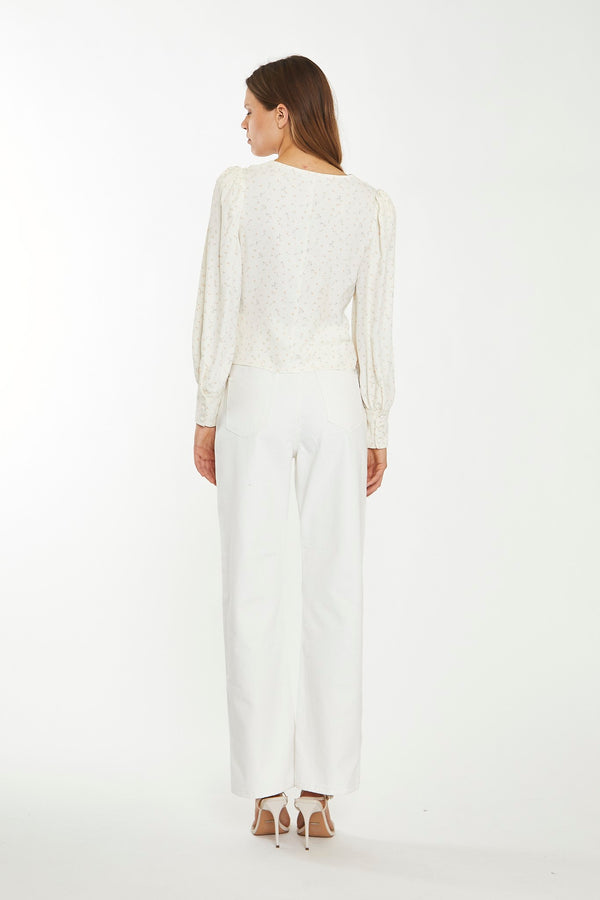 Glamorous Off White Straight-Leg Ripped Jeans