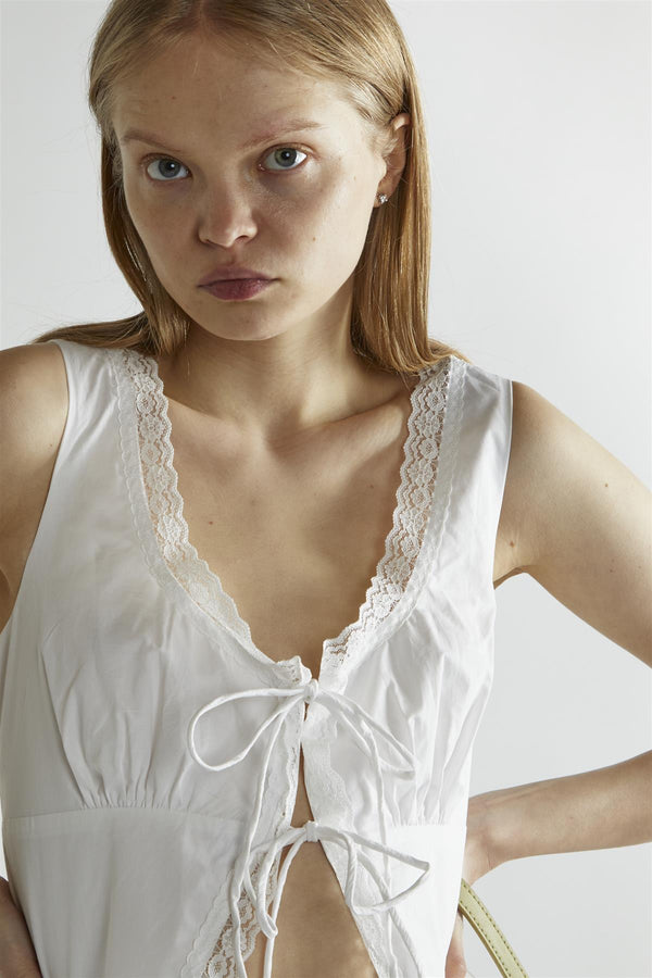 Glamorous Off-White Tie-Front Top