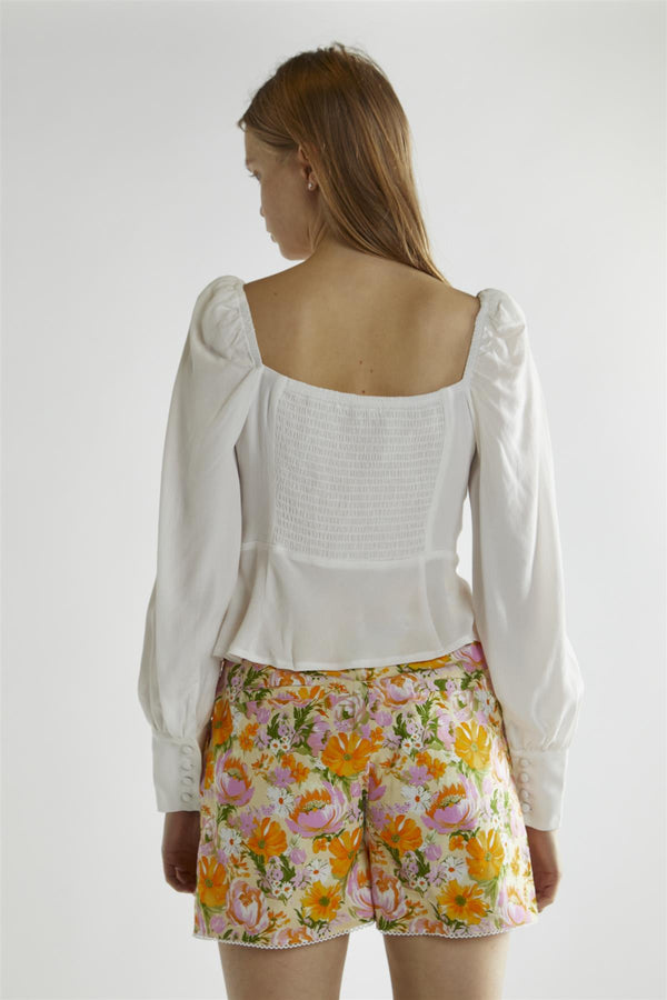 Glamorous Off White V-Neck Long-Sleeve Top