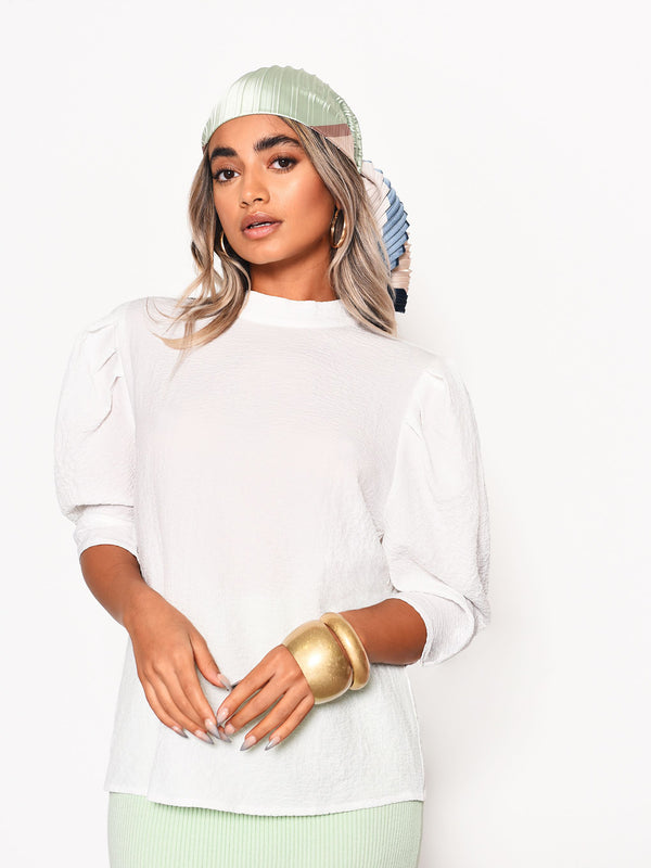 Glamorous Off White Volume Sleeve Blouse