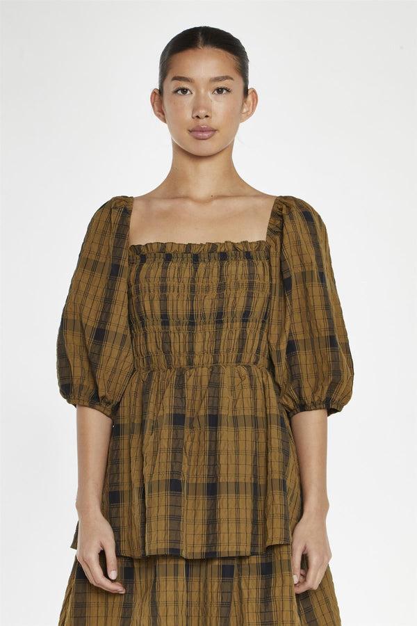 Glamorous Olive-Check Tiered Maxi-Dress