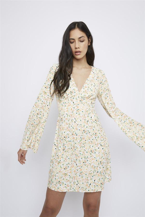 Glamorous Orange Ditsy-Floral Mini-Dress