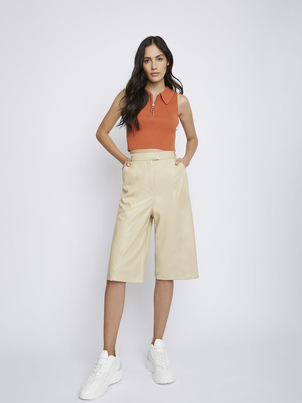 Glamorous Glamorous Orange Zip Collar Sleeveless Top