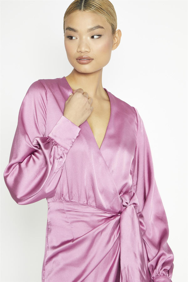 glamorous Orchid Wrap Midi-Dress