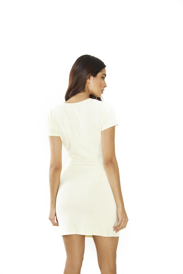 Glamorous Pale Lemon Cut-Out Mini-Dress