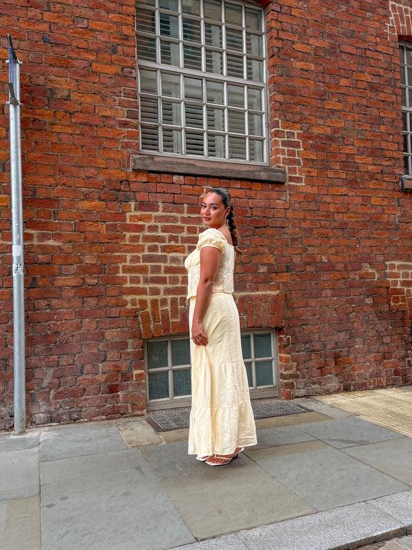 Glamorous Pale-Lemon Tie-Front Top