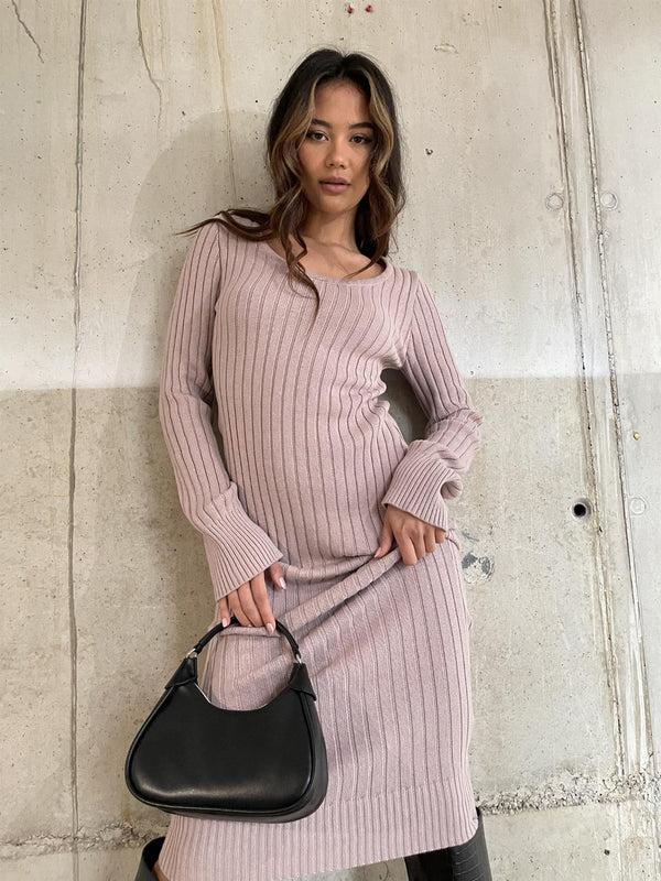 Glamorous Pale-Lilac Knitted Midaxi-Dress