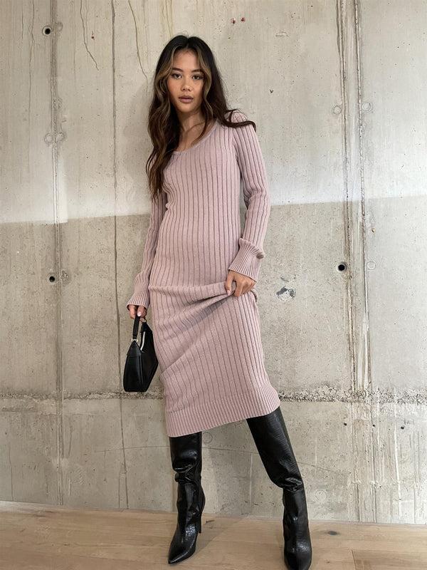 Glamorous Pale-Lilac Knitted Midaxi-Dress