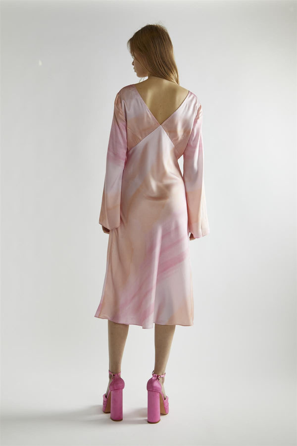 Glamorous Pastel Digital Tie-dye V-Neck Midi-Dress