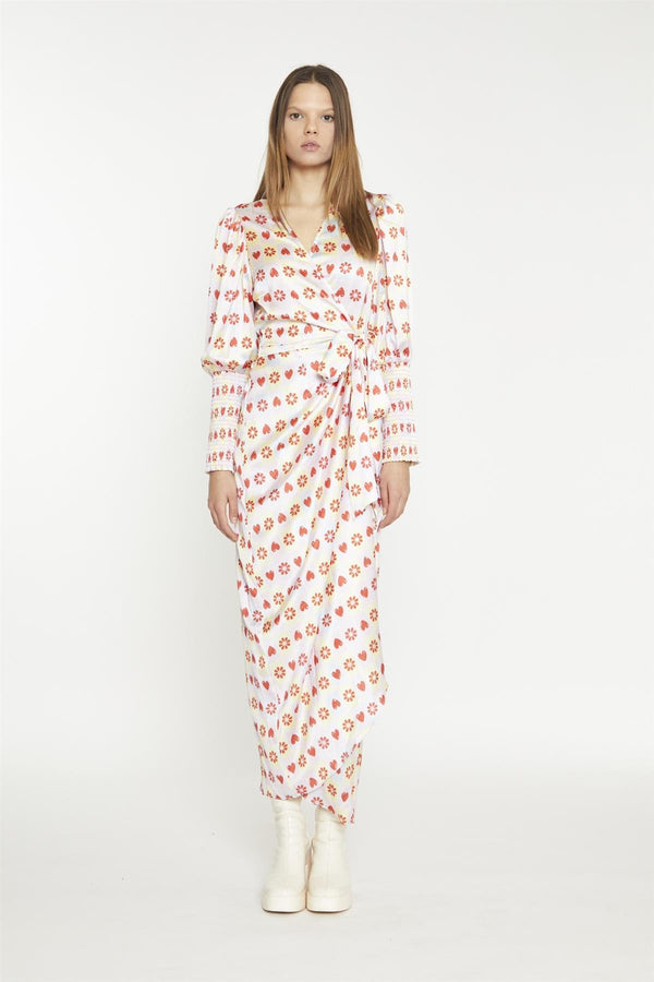 Glamorous Pastel Tile-Print Wrap Maxi-Dress