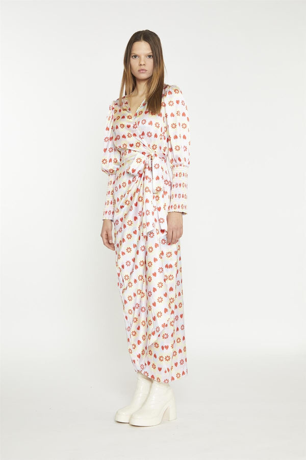 Glamorous Pastel Tile-Print Wrap Maxi-Dress